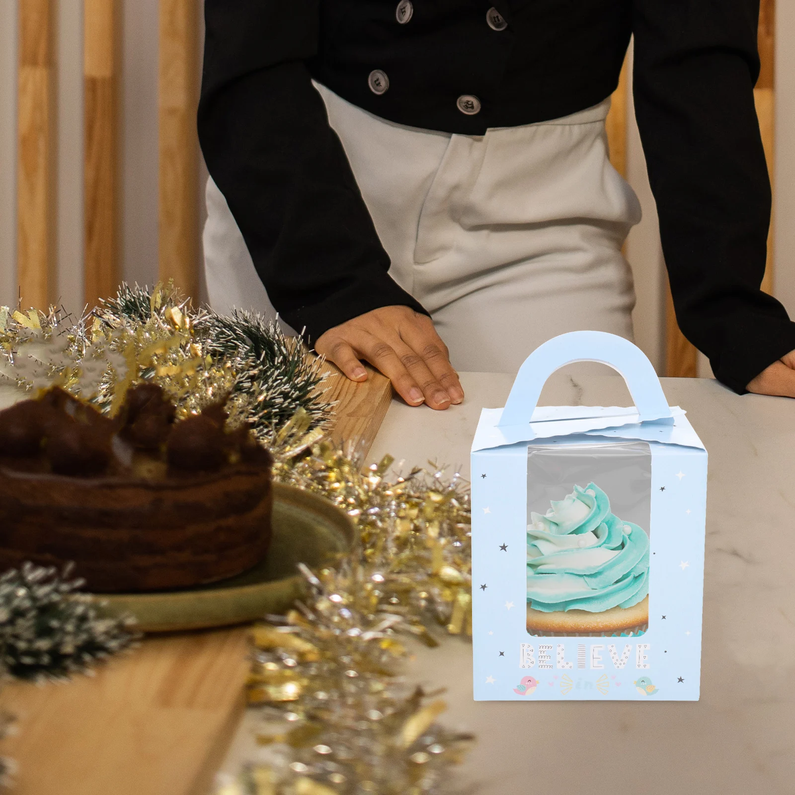 

50 Pcs Cake Box Decorative Muffin Paper Jumbo Tulip Liners H held Lightweight Practical Christmas Storage Premium Simple Design