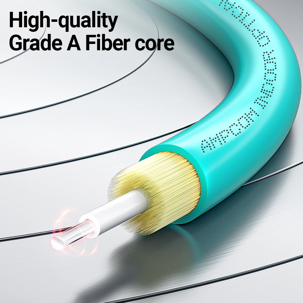 AMPCOM LC - LC UPC OM3 광섬유 패치 케이블 다중 모드 이중, 50/125μm, OD 2.0mm/3.0mm, LSZH OFNR, 1-100미터
