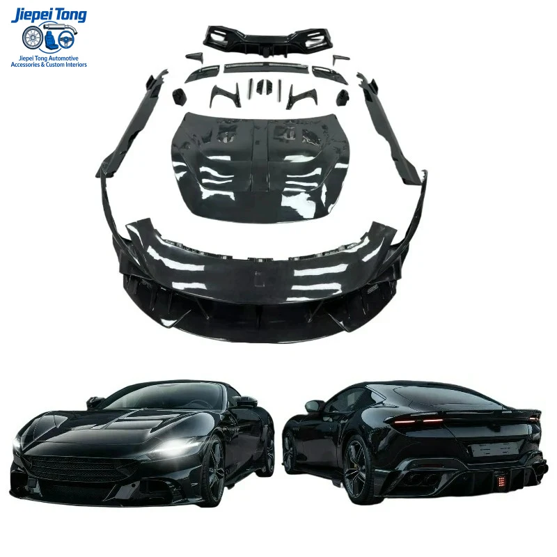 Easy-Install FOR Ferrari Roma MSY Style Dry Carbon Fiber Front Rear Bumper Side Skirt Spoiler Hood Body Kit Auto Parts
