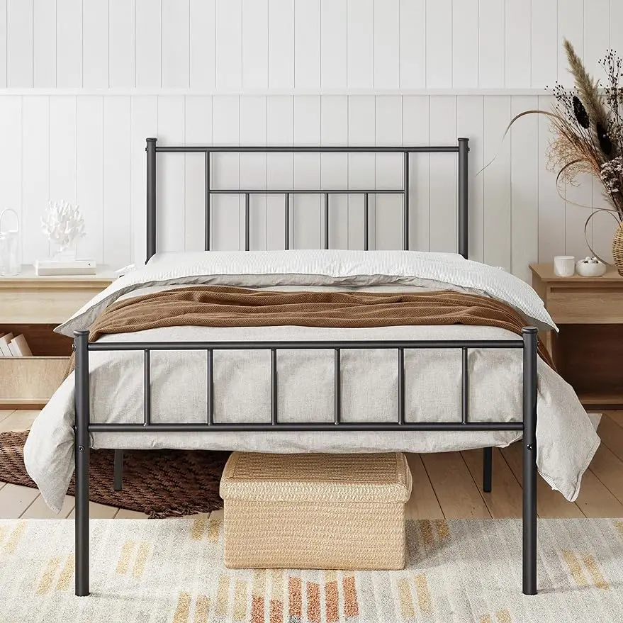 

Metal Bed Frame with Headboard and Footboard Platform Bed Frame with Storage No Box Spring Needed Mattress Foundation