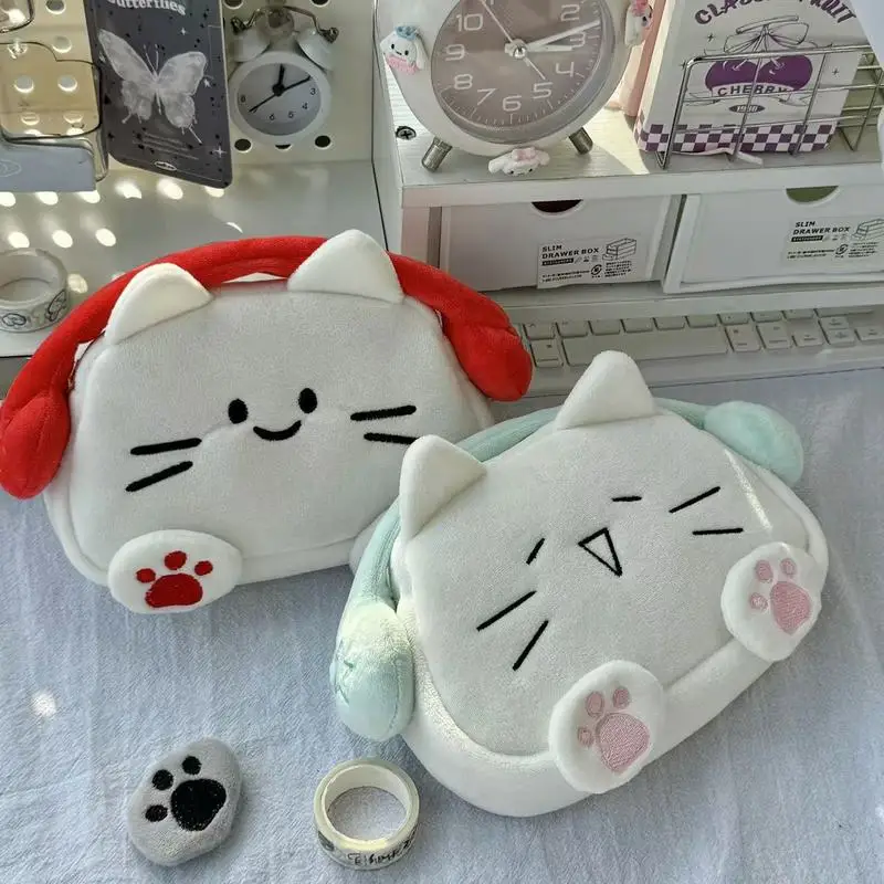 

Большая вместительная сумка-карандаш Hellokitt, прозрачный настольный органайзер, плюшевый пенал с животными на молнии, косметичка с мультяшным котом, пенал