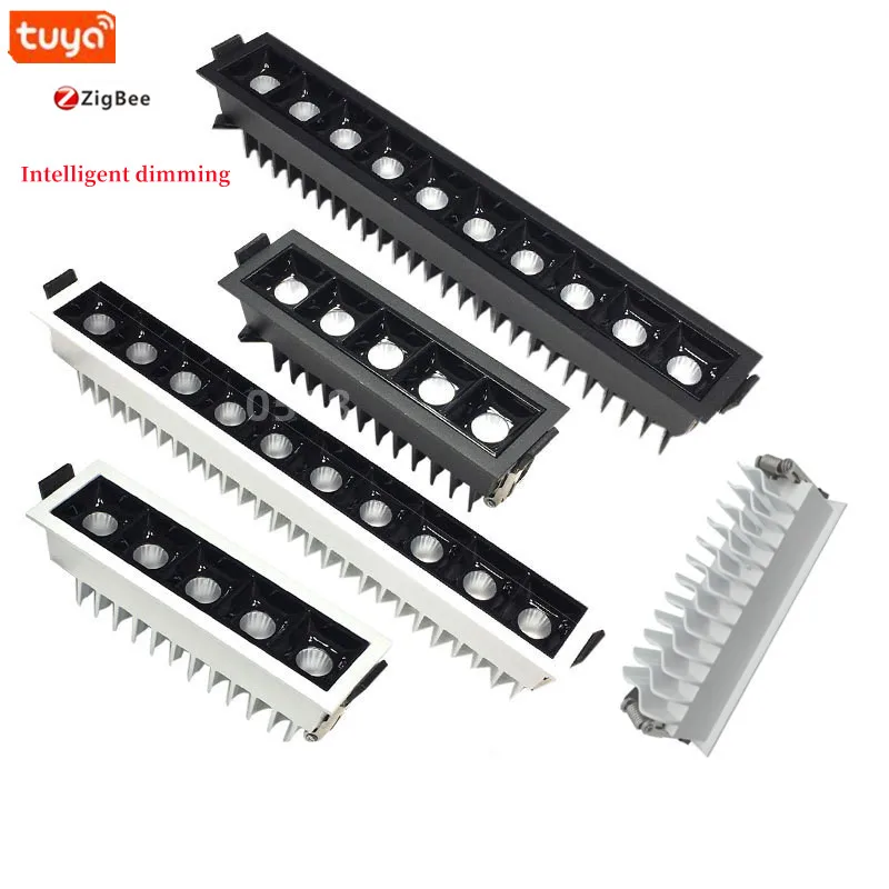 Tuya Intelligent dimming embedded anti-glare grille light LED Strip light 110V 220V ceiling lightCOB downlight spot light