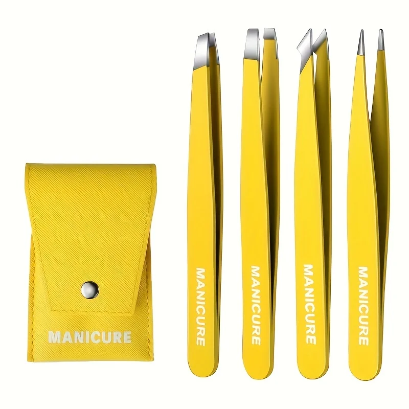 스테인레스 스틸 경사 눈썹 클립 4 Pcs 세트 고급 눈썹 족집게 미세 머리 제거 헤어 뷰티 메이크업 도구