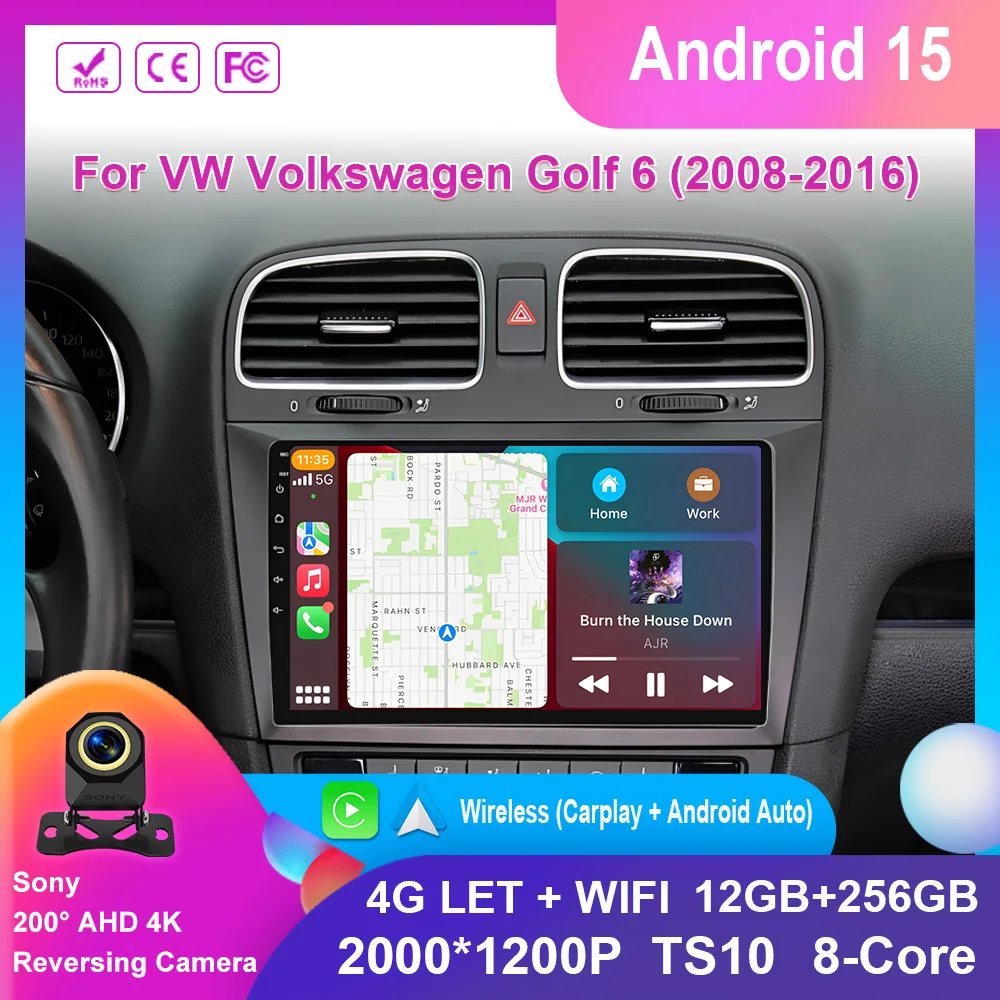 

Carplay Auto Android Radio For VW Volkswagen Golf 6 2008-2016 WIFI 4G Car Multimedia Navigation Head Unit GPS BT No 2din din dvd