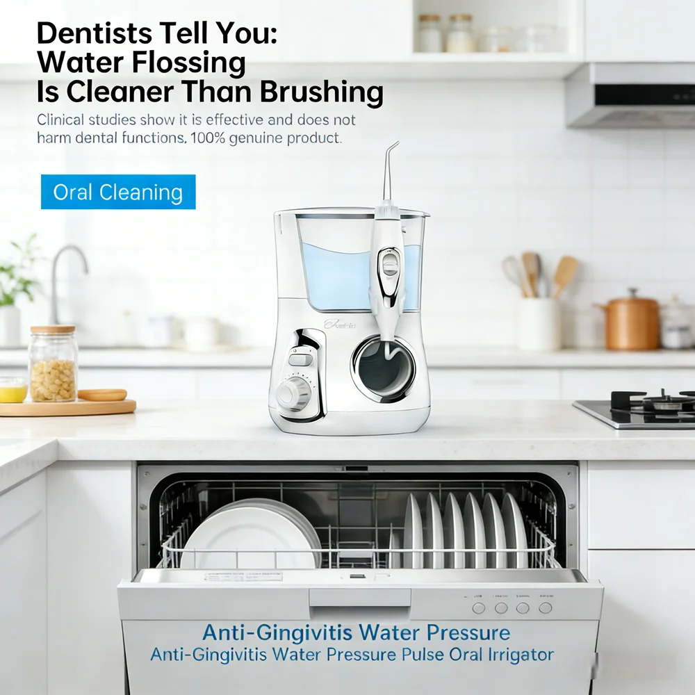 

10 Modes Dental Water Jet Flosser, 5 Nozzles Electric Desktop Oral Irrigator, Home Use Teeth Cleaning Device