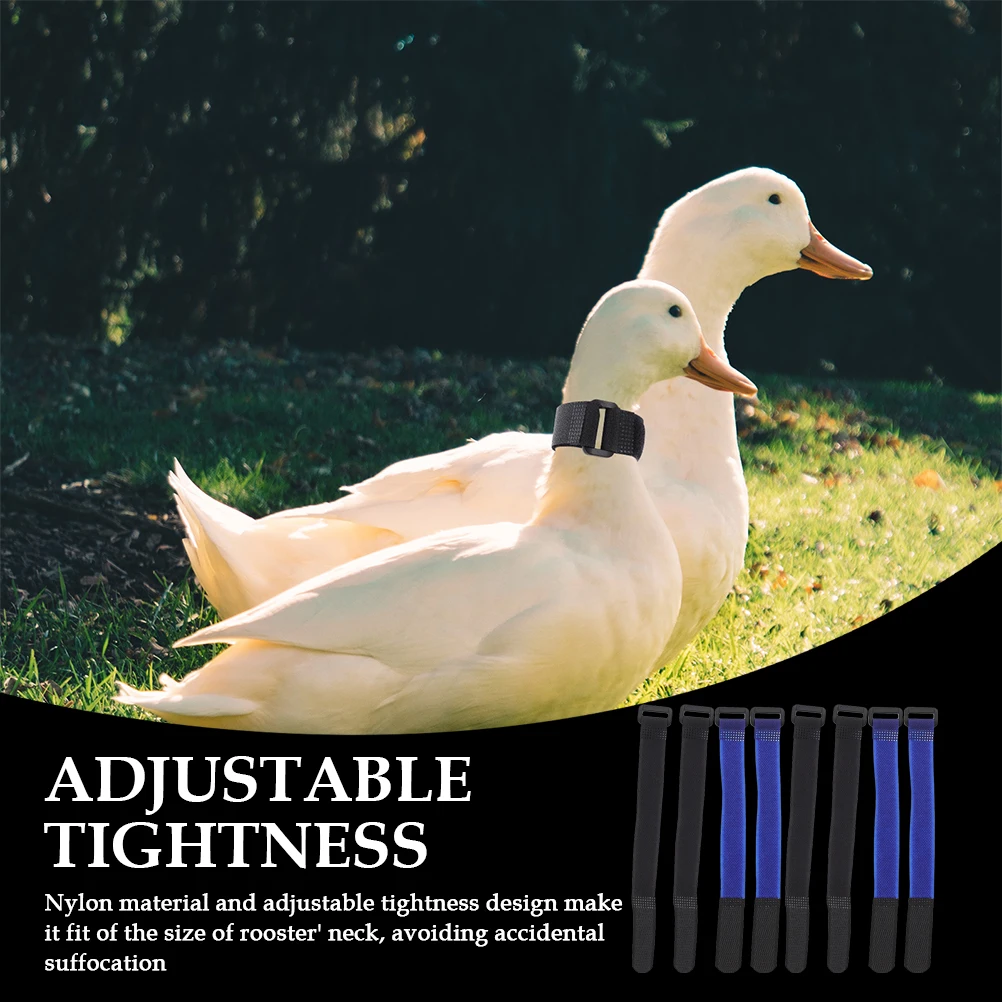 

8Pcs Rooster Collar Noise Free Nylon Anti-Crowing Neck Belt Adjustable Safe Poultry Crow-Proof Supply Safe Rooster Collars