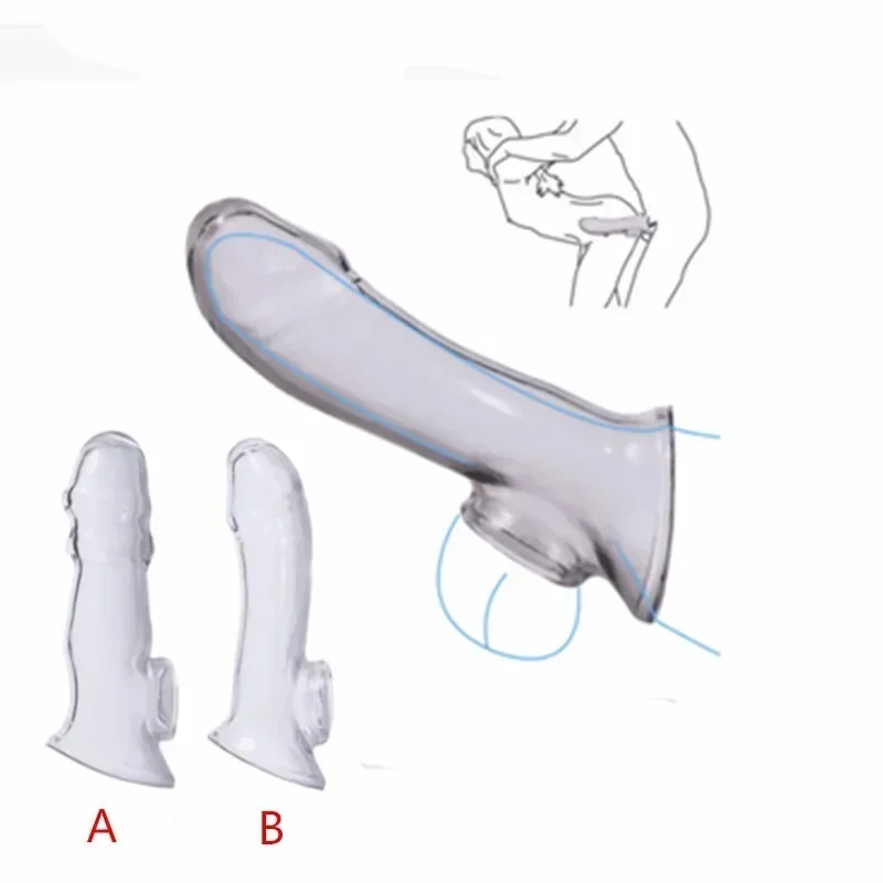 

Reusable Penis Sleeves High Elastic Condoms Cock Soft Extender Enlargement Delay Ejaculation Sex Toys for Men Couple Sex Product