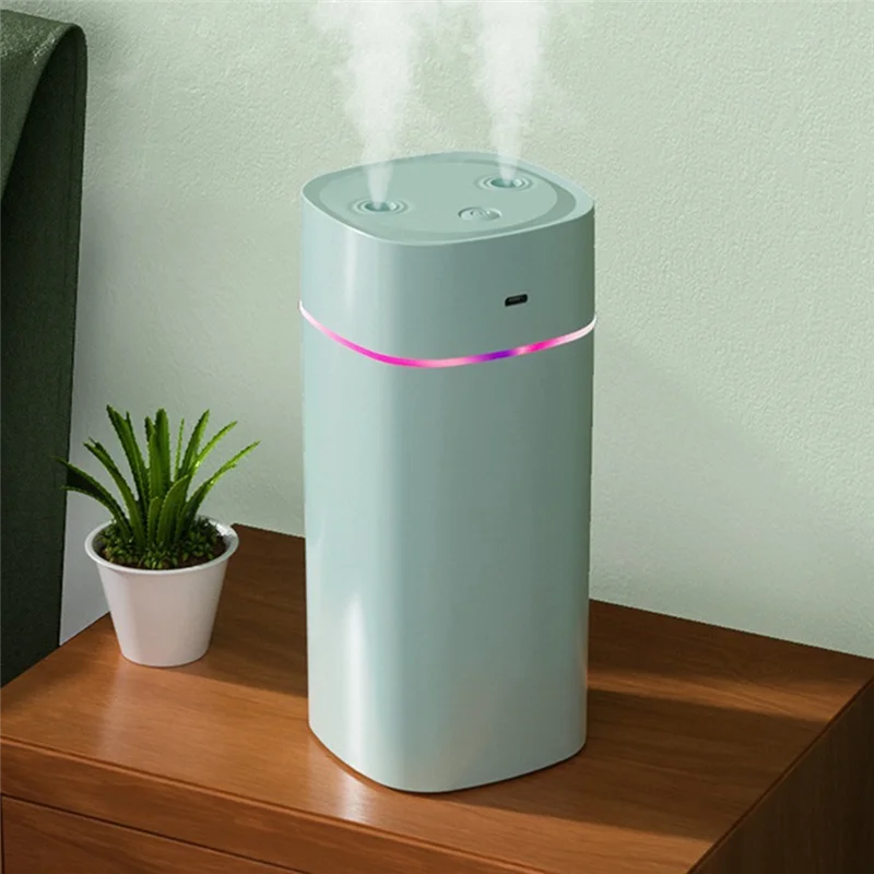 Colorful Night Light Small Humidifier Double Spray Air Atomizer USB Silent Home Humidifier Car Purifying Air Spray Green Durable