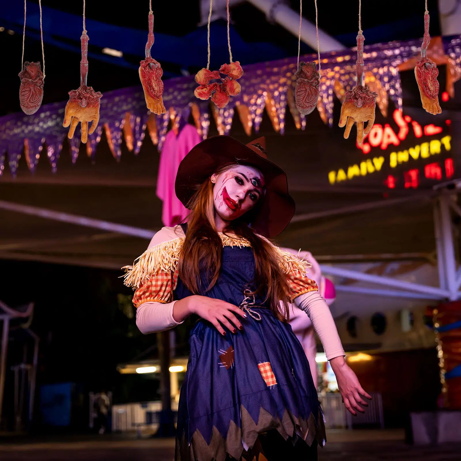 

1Set Realistic Broken Body Parts Halloween Decorations for Haunted House Garden Door Scary Props Severed Hand Foot Heart Fingers