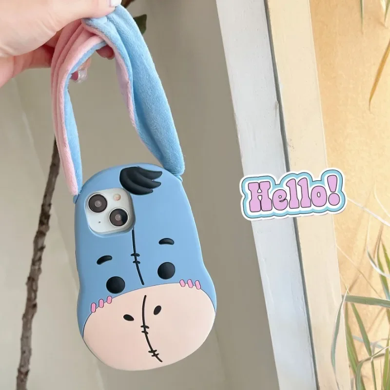3D Disney Cartoon Pooh Eeyore Soft Silicone Skin Back Cover For iPhone 11 12 13 14 15 Pro Max Plus Phone Cases Coque Funda Gifts