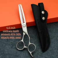 Professional hairdressing scissors Contrary tooth thinning scissors Japan 440c steel 6.0 inch barber shop hair cutting tools