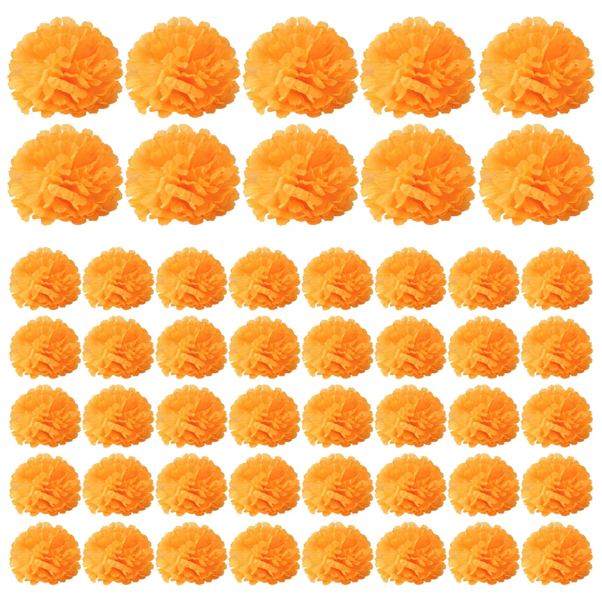 A98U 3.9inch Marigold Flowers Artificial Day of the Dead Flower 50Pcs Fake Marigold Flowers Head for Marigold Garland Making