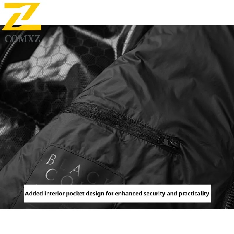 COMXZ Korean Style Men Stand Collar Down Jacket Oversize Slim Fit Waterproof Keep Warm Fashionable Duck Down Streetwear 2025