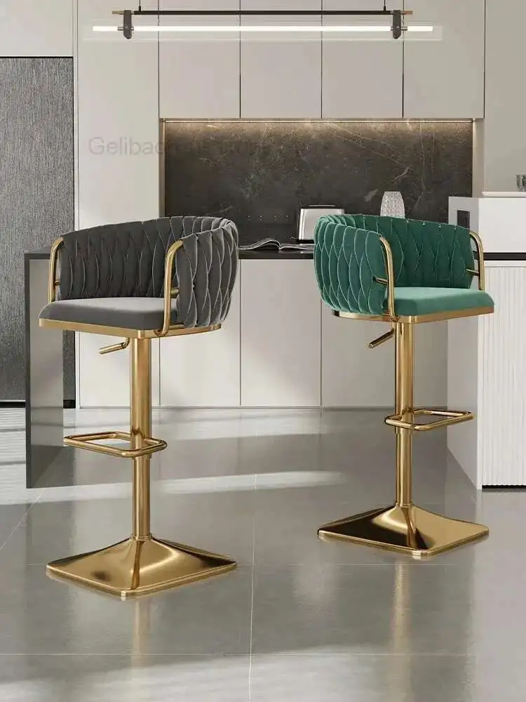 

Velvet Bar chair Home kitchen high stools Cafe Lift Swivel chair luxury counter stools Modern bar chair with backrest Furniture