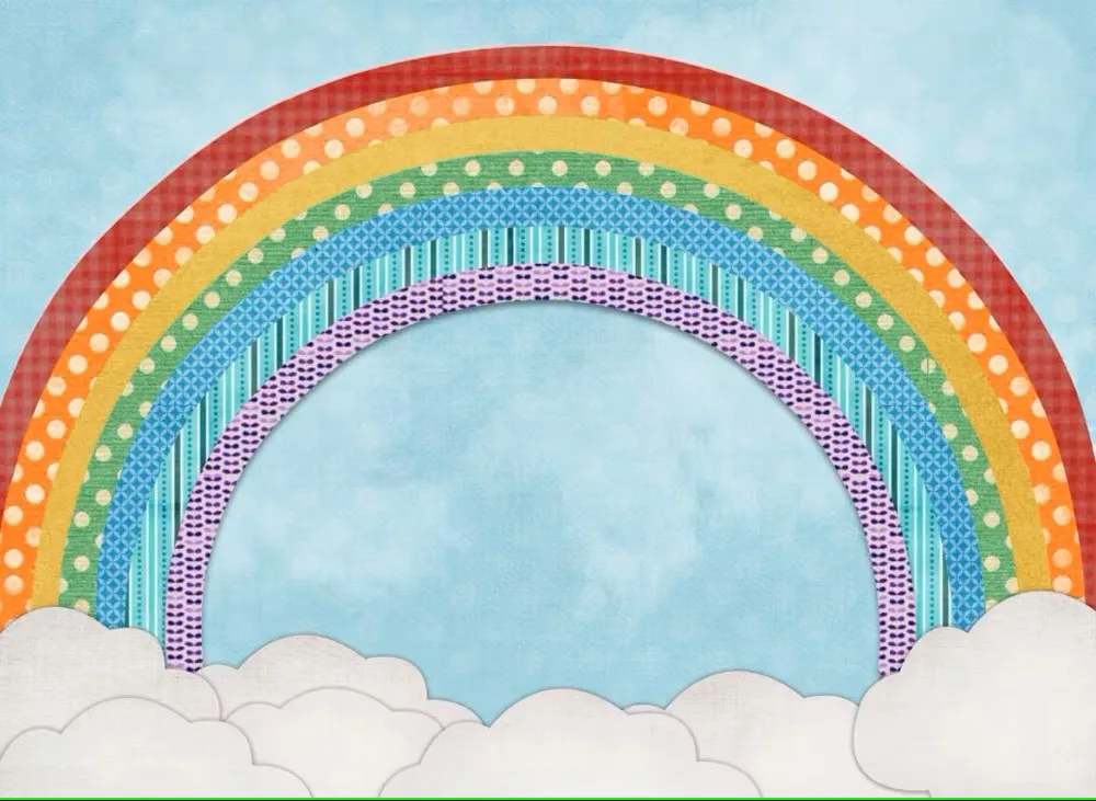Light Blue Sky Colorful Rainbow Baby Birthday Party Photo Booth Backdrop Kids Children Cartoon Photography Studio Background