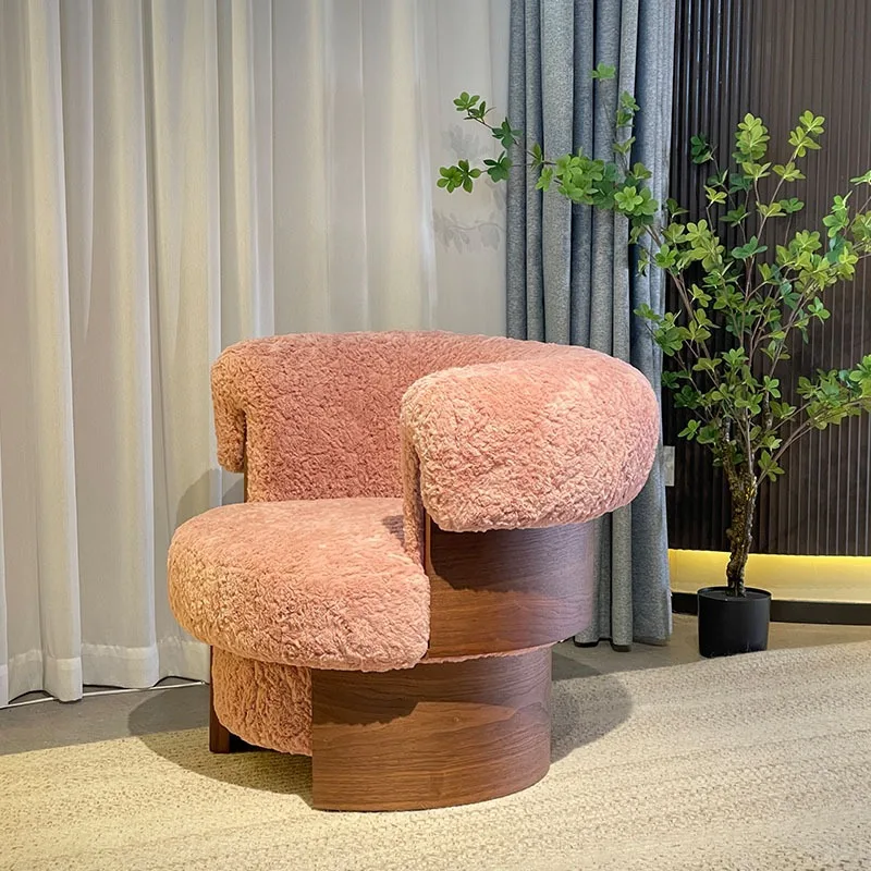 

Sofa chair retro walnut lounge chair home living room study bedroom lazy