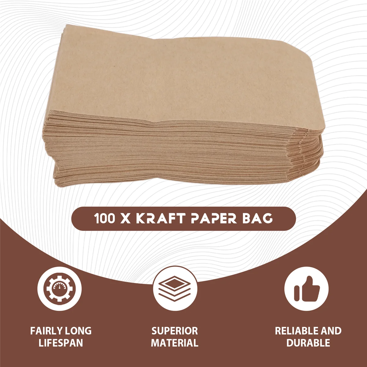 A010 100 szt. Brązowe torby kraftowe na nasiona, torby do hodowli, używane do przechowywania nasion, małych części, monet, biżuterii itp. (Około 6X11 cm)
