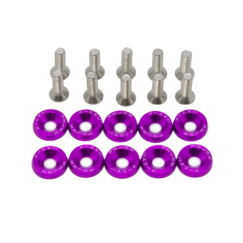 10pcs M6 JDM Car Modified Hex Fasteners Fender Washer Bumper Engine Concave Screws Car-styling