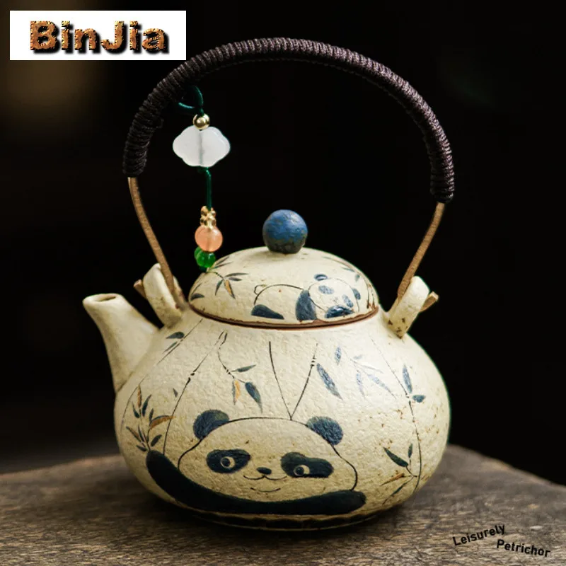 

120 мл ручная роспись панда подъемная ручка чайник ретро чайник заварочный горшок чайник с шариковым отверстием китайский чайный сервиз украшения