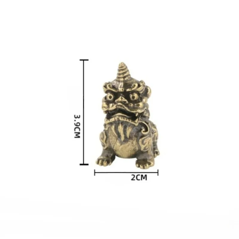 1 PC Antique Imitation Brass Ornament Mythical Creatures Unicorn Xiezhi Bronze Kylin Lion Figurine Home Decoration Craft Present