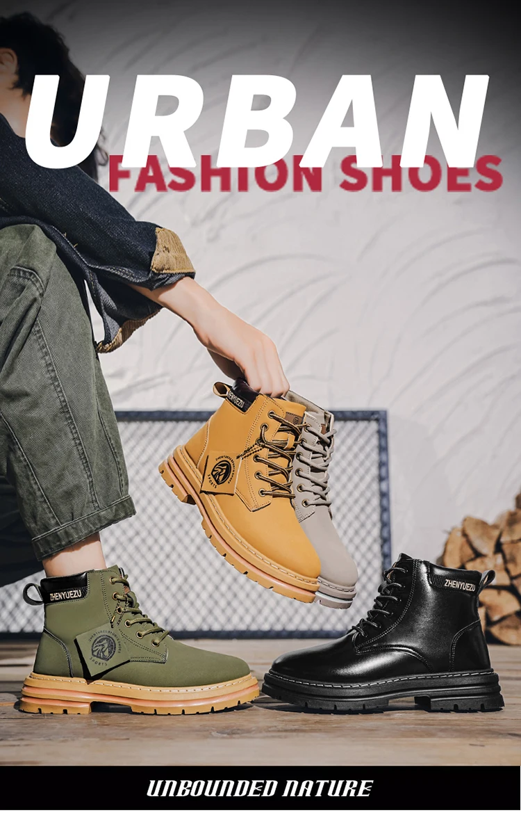 Modische Herren-High-Top-Stiefel, weiches Komfortfutter, verschleißfeste Sohle, ideal für Outdoor-Sport und Wandern. – Detail 1