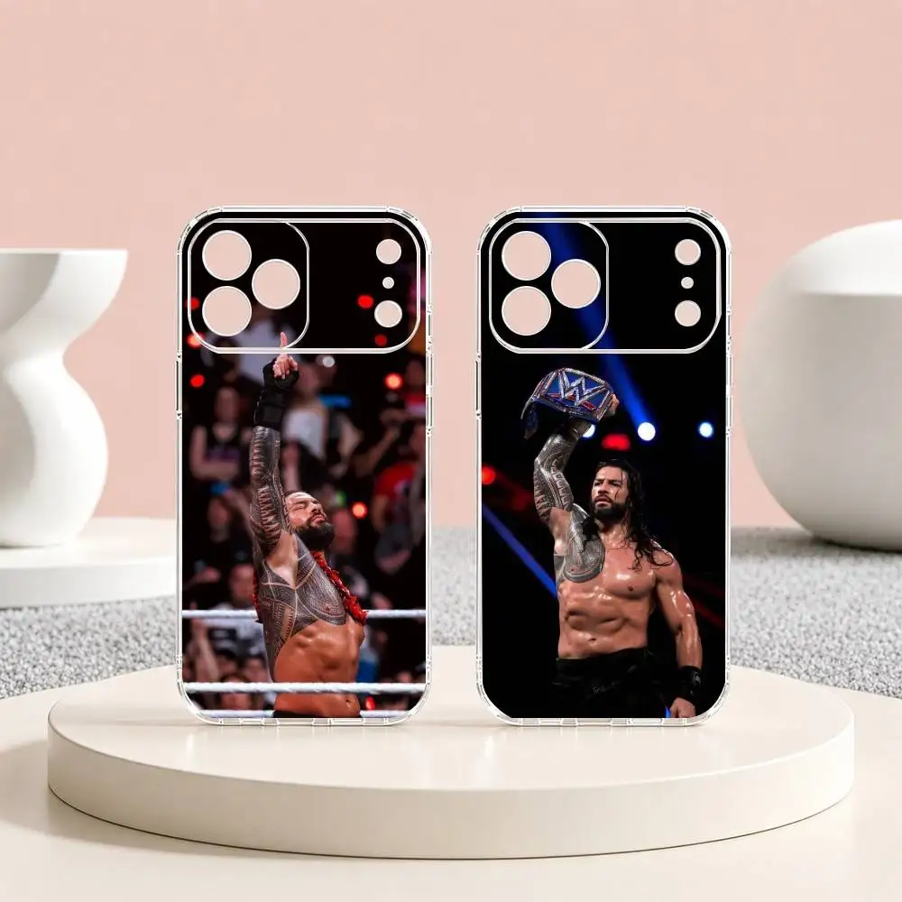 Funda de Silicona Transparente para Teléfono con Diseño del Luchador Roman Reigns, para iPhone 17 16 15 14 13 12 11 Mini Pro Max Plus