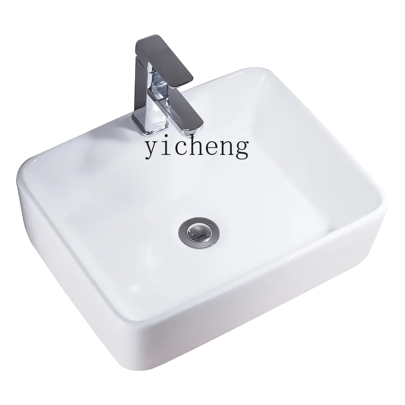 YY Small Apartment Ceramic Table Basin Square Wash Basin Mini Household Washbasin