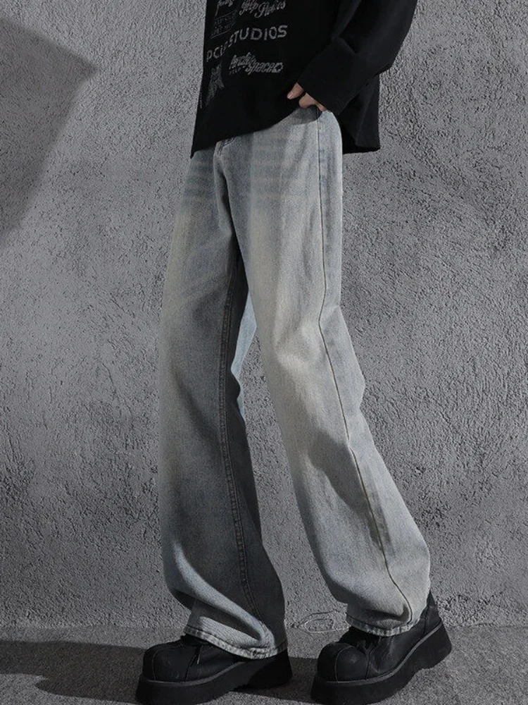 

American High Street Knife Jeans Men's Straight Loose Slimming Flared Long Pants Spring Autumn Retro Cleanfit Trousers