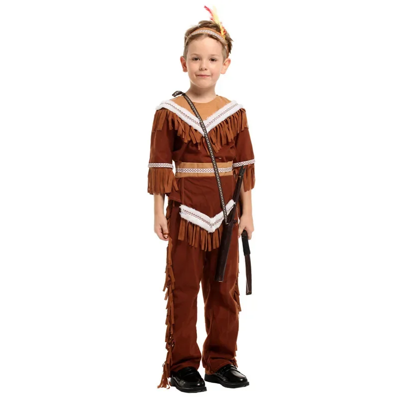 Children Halloween Indian Princess Costumes Kids Girls Boys Pocahontas Huntress Costume Purim Party Mardi Gras Fancy Dress Up
