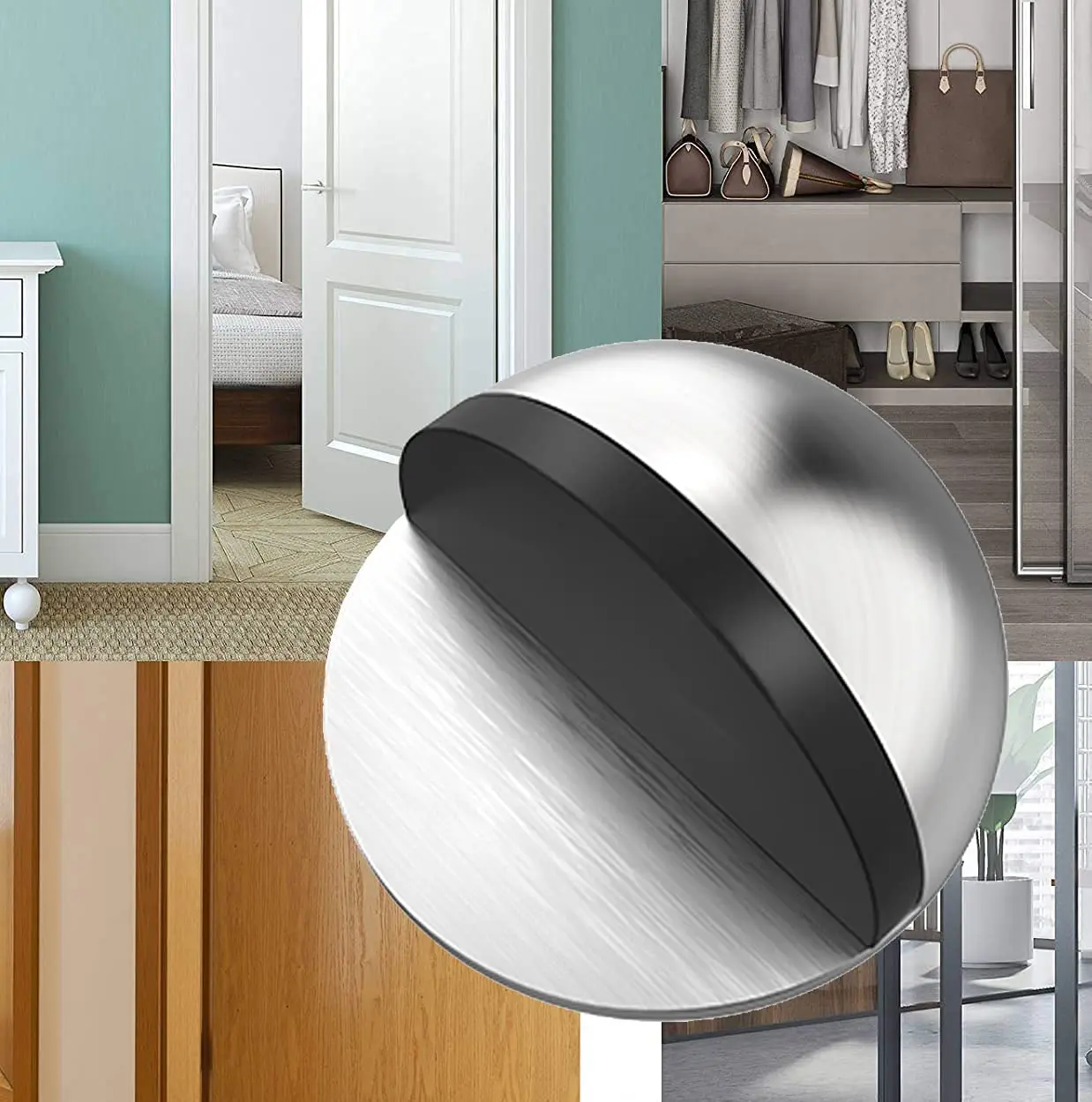 

4 упаковки клейких дверных стопоров из нержавеющей стали — нержавеющая сталь, без сверления, прочный и тихий