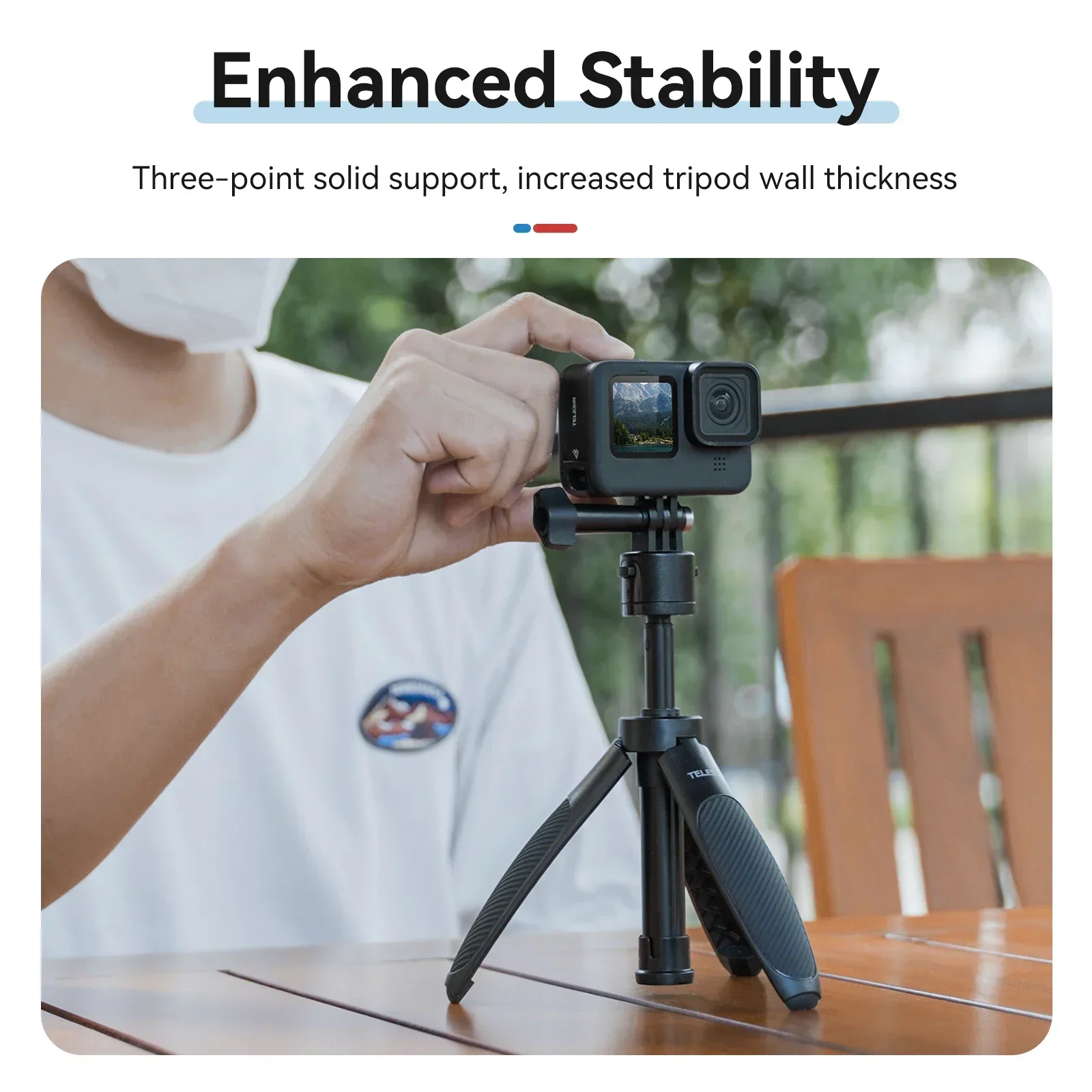 TELESIN Mini Selfie Stick Tripod for GoPro Hero 13 12 11 10 9 8 DJI OSMO Action 5 4 3 Insta360 X4 Action Camera Accessories