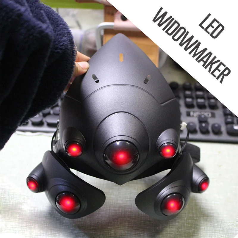 ด้วย LED กระพริบ!!! สองโหมด!!! เครื่องประดับชุดหมวกกันน็อค Widowmaker สำหรับคอสเพลย์หน้ากาก Widowmaker พร้อมเลนส์ชุดหูฟังเล่นฝรั่งเศส