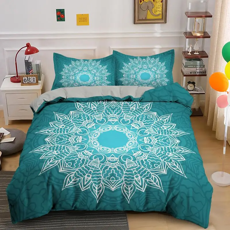 Mandala Duvet Cover Set King Bedding Set Soft Comforter Cover With 1/2pcs Pillow Shams For Kids Adults Microfiber Quilt Cover