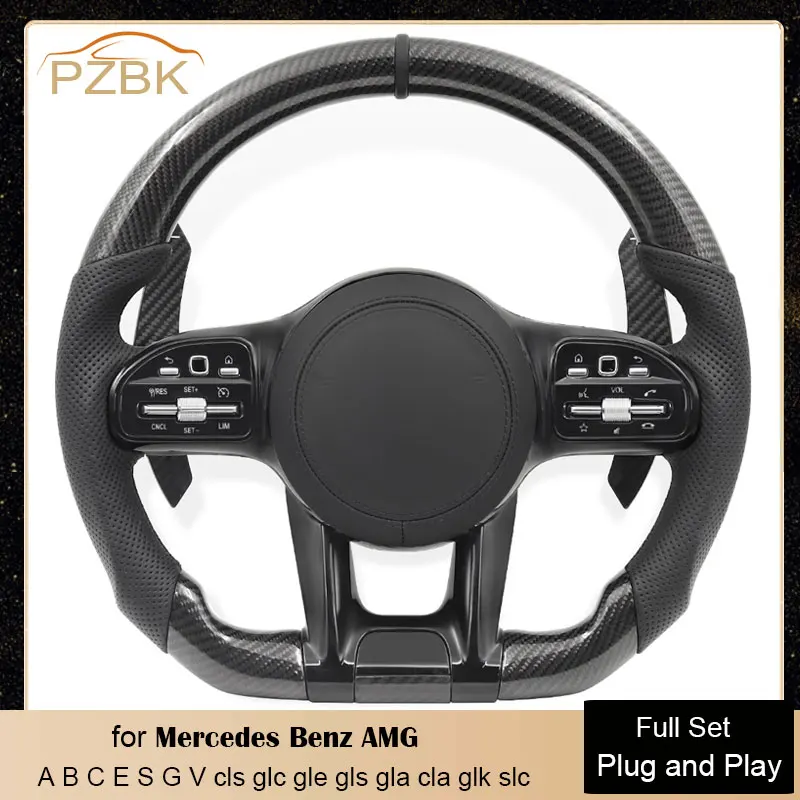 

Modified Carbon Fiber Car Steering Wheel Sport Style Black Full Set for Mercedes Benz AMG A45 C45 E400 W205 W176 W447 SL350 R231