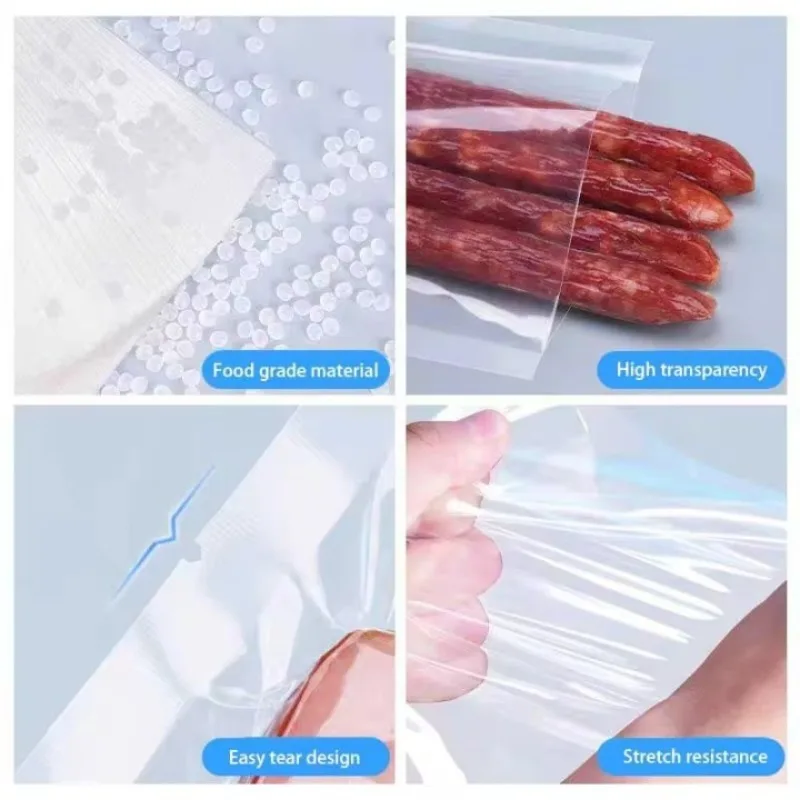 أكياس تغليف مفرغة للأغذية 100 قطعة أكياس مكنسة الطعام الفارغة لسدادة الطعام الطازج حفظ أكياس التعبئة والتغليف تخزين طويلة