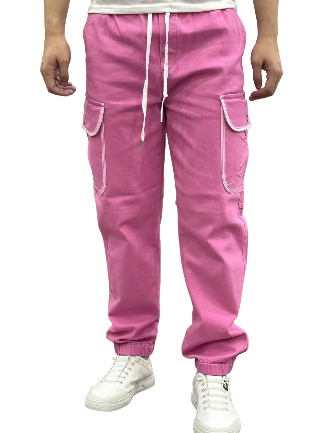 

Мужские брюки KING JEANS с эластичным поясом и шнурком для выступающих ног, дизайн с несколькими карманами в стиле хип-хоп, мотоциклетный стиль