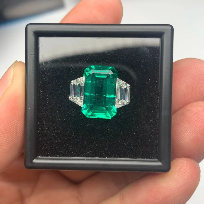 

Pirmiana Custom Hydrothermal Lab Grown Emerald with Moissanite AS Set Loose Gemstone for Jewelry Rings Making