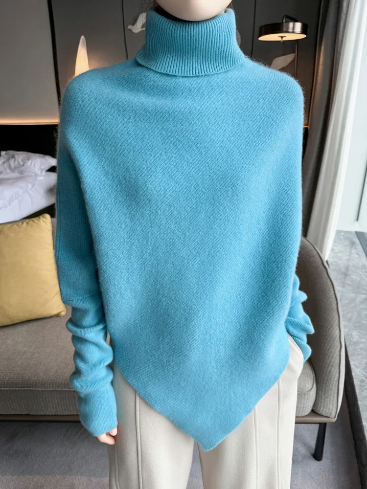 New Fashion 100% Merino Wool Women Sweater Office Lady Knitted Pullover Autumn Winter Outerwear Long Sleeve Cashmere Clothes Top