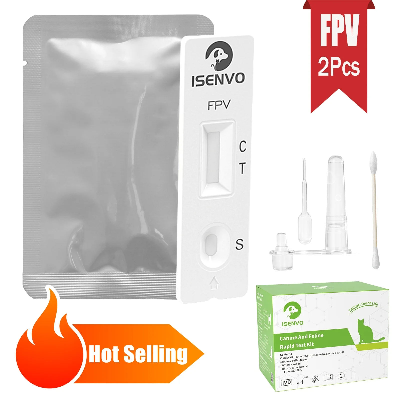 2PCS FPV Ag Rapid Test Kit for Cats, Feline Panleukopenia Virus Home Detection