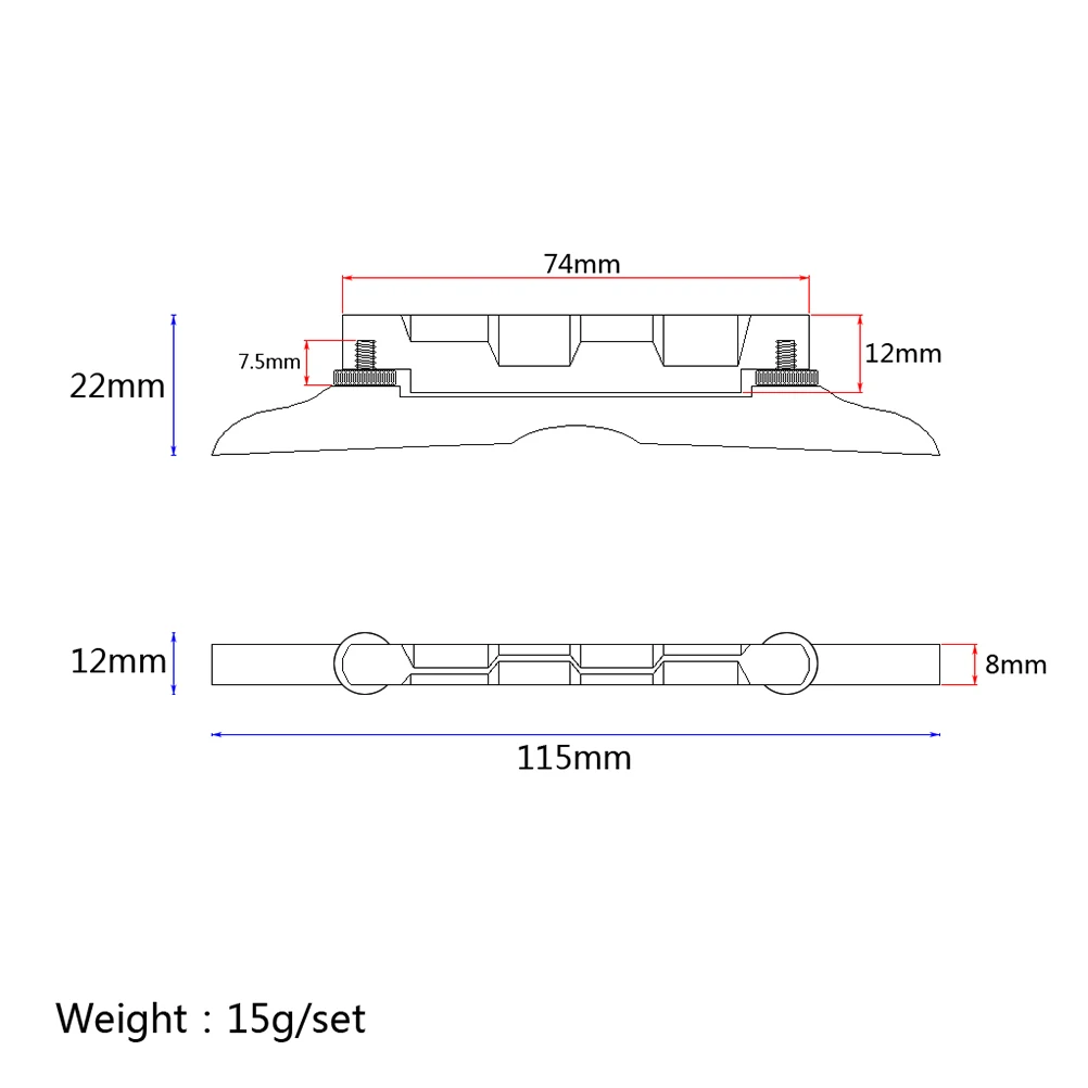 

Adjustable Ebony Guitar Bridge For Mandolin Lightweight Durable Coffee Easy Install Replacement Accessory Height Control