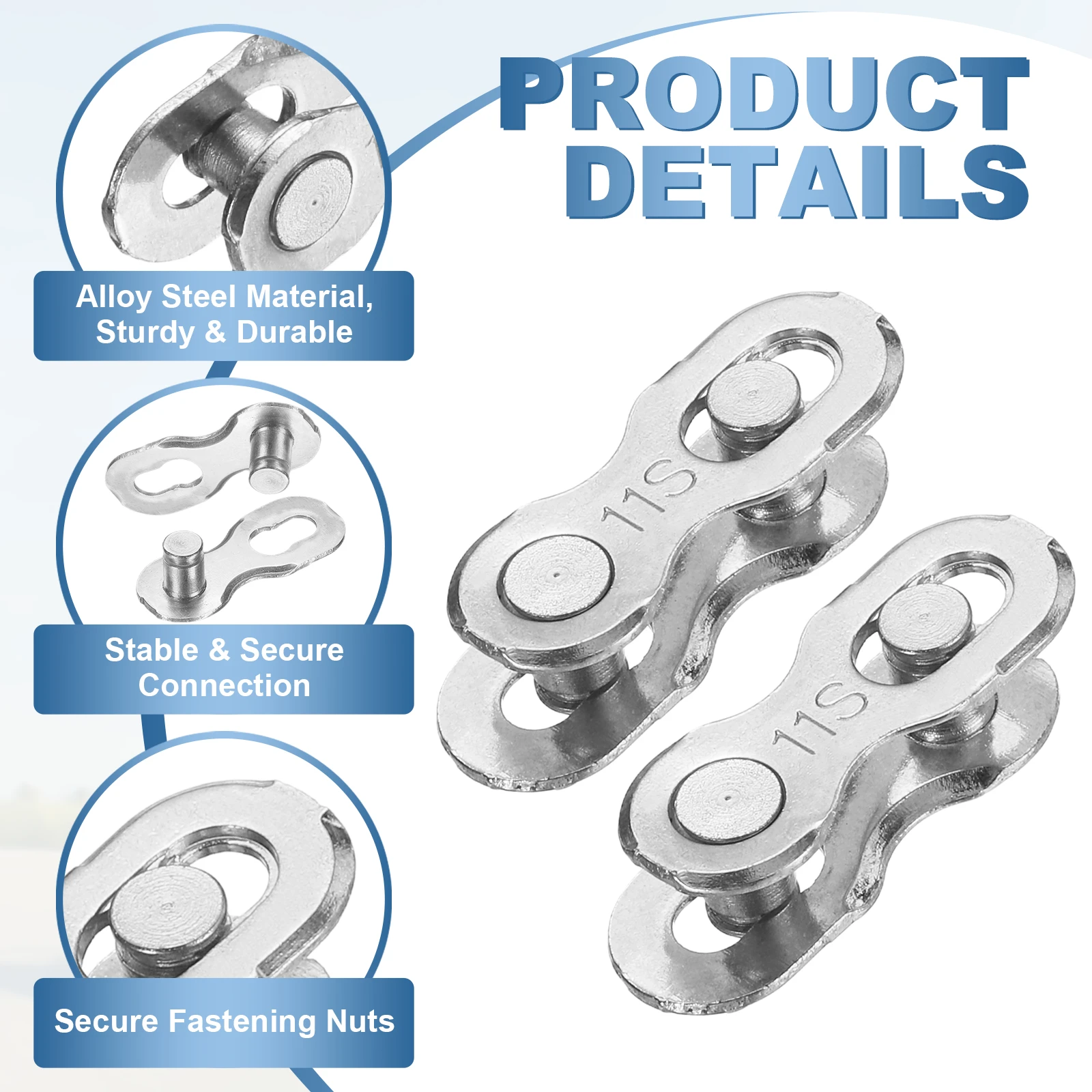 Uxcell 4pair 6/7/8/9/10/11/12 Speed Bicycle Chain Connector Lock Quick Link Road Bike Buckle Joint Buckle Master Cycling Parts - view 3
