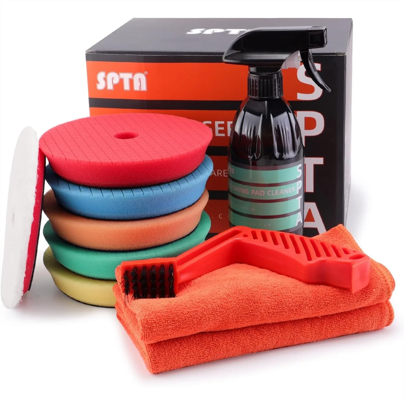 

10-Piece Car Detailing Kit with 6-Inch Polishing Pads, Microfiber Towels, and Cleaner for Dual Action & Rotary Polishers