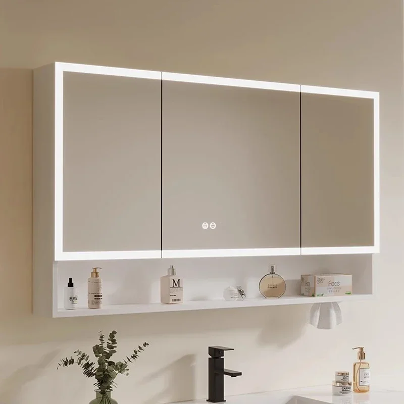 Modern Fashion Smart Bathroom Mirror Cabinet Mist Removal Makeup Shelves Storage Mirror Cabinet Vanity Simple Home Furniture FYB