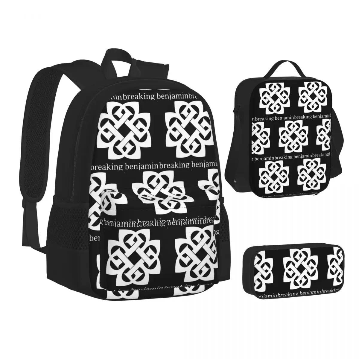 Art - Breaking Benjamin Mochilas Premium para meninos e meninas, bolsa escolar, mochila infantil, bolsa para almoço, bolsa para canetas, conjunto de três peças