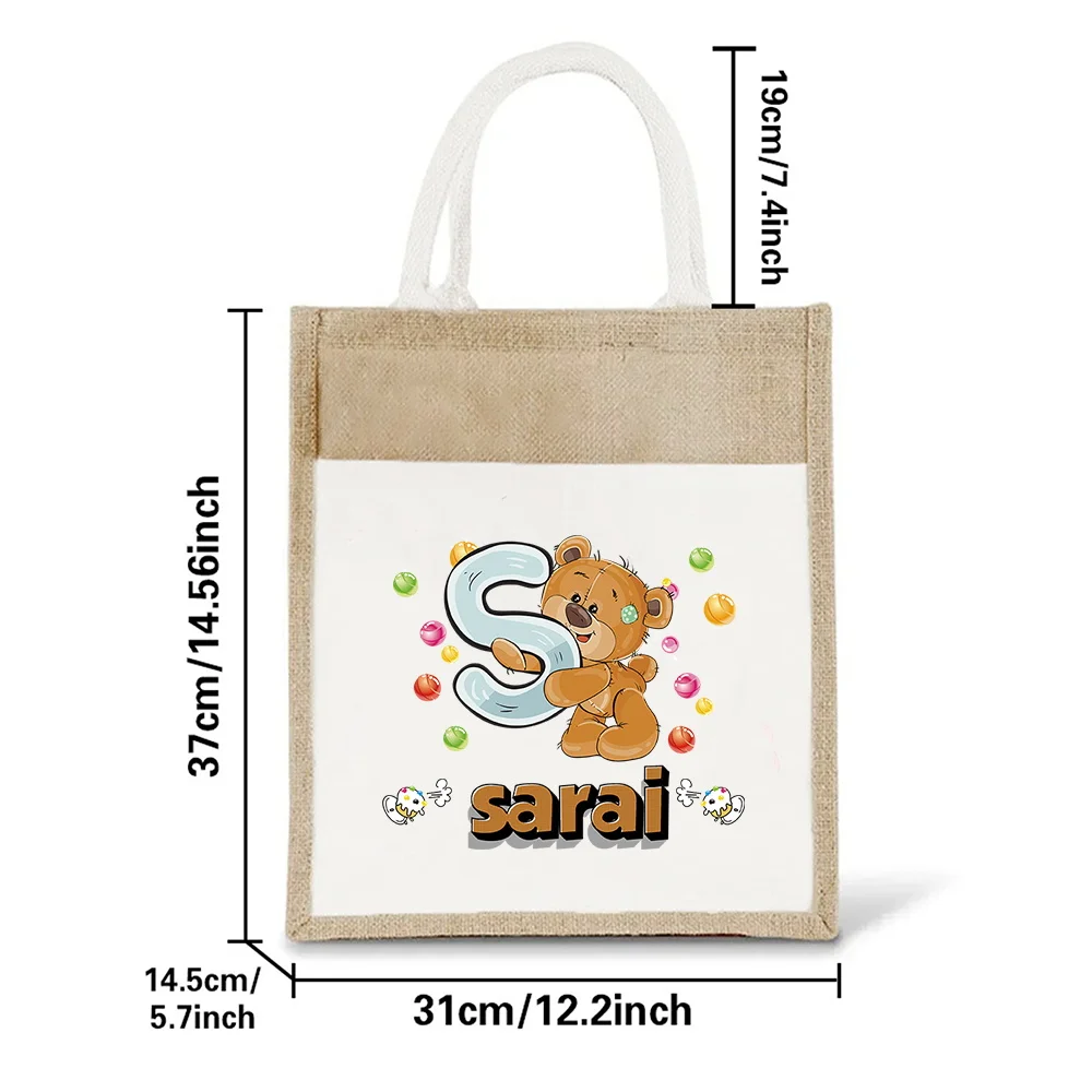 Personalized Customization Name Shopping Bag Fashion Durable Handbag Outdoor Portable Storage Bag Cartoon Pattern