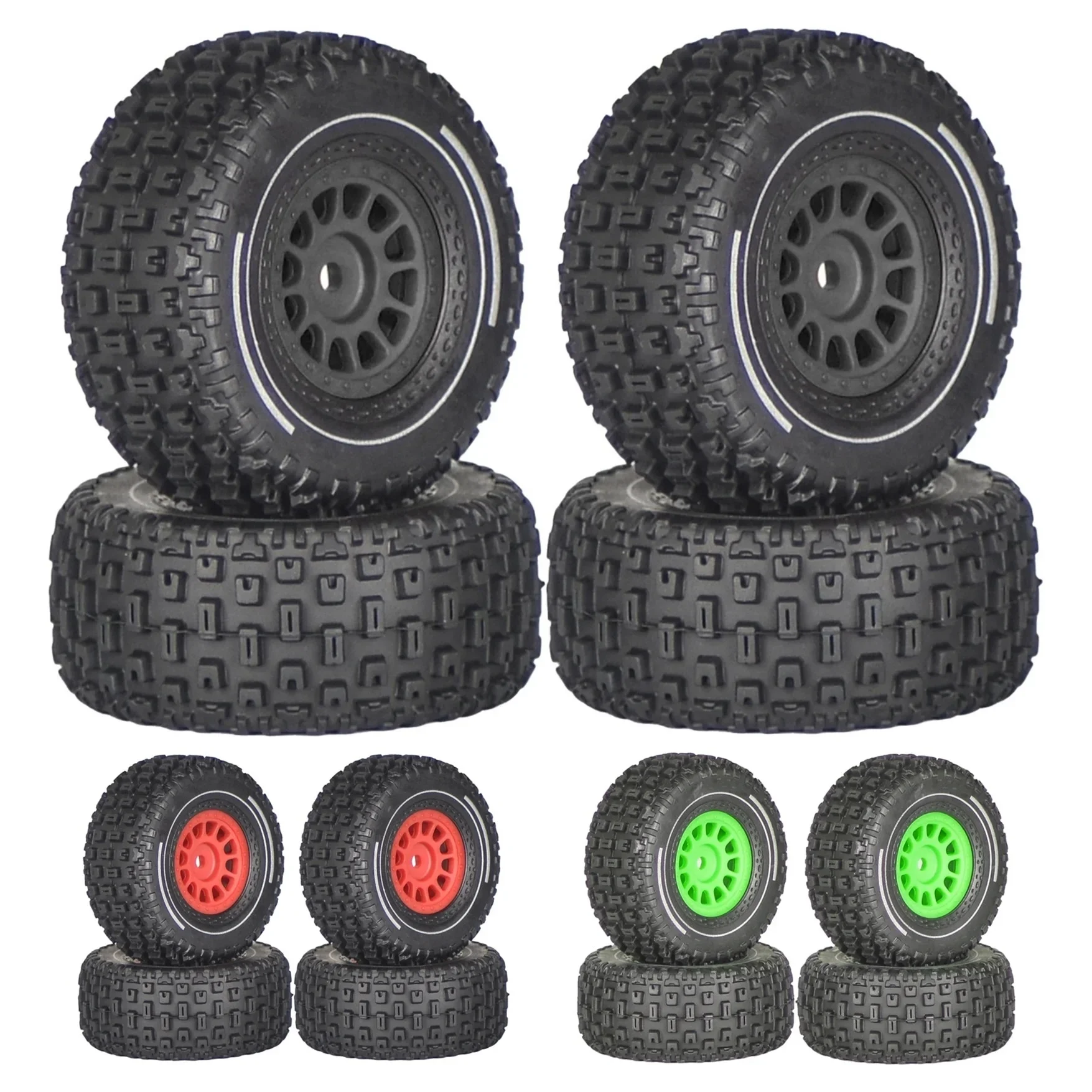 4pcs 65mm Rubber Tires for Arrma 1/14 Mini MOJAVE GROM RC Car Upgrade 12mm Hex Wheel Tyres Accessory