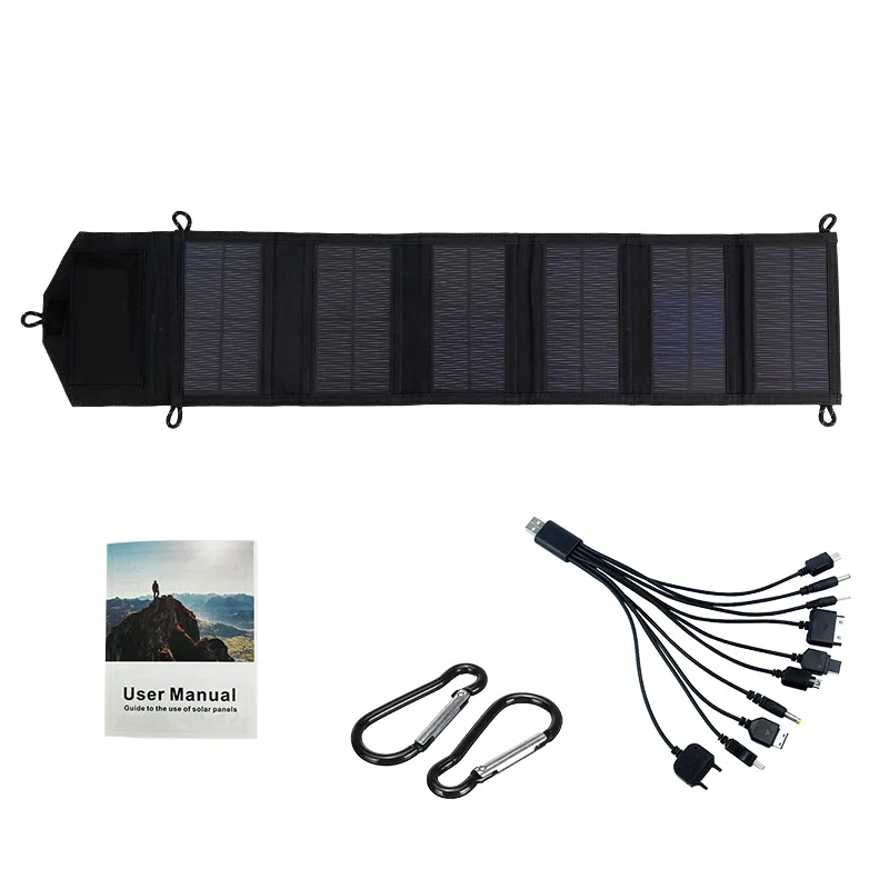 Polysilicon portátil painel solar carregador, 500W, USB, 5V, DC, painel solar dobrável para carga do telefone, banco de potência para caminhadas, camping