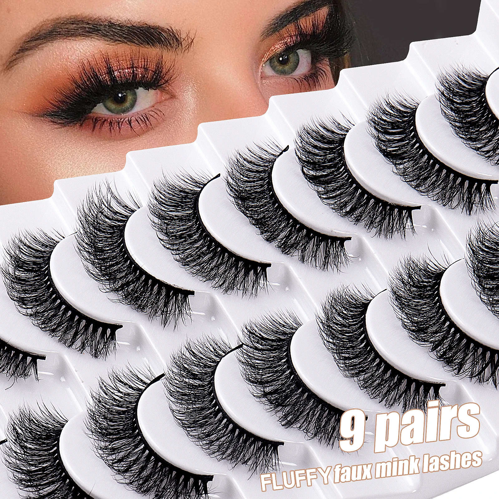 NEW Cat Eye Fluffy lashes Faux Mink Eyelashes Long 5/9 Pairs Fluffy Mink Lashes drammatico Volume lashes Extension Makeup