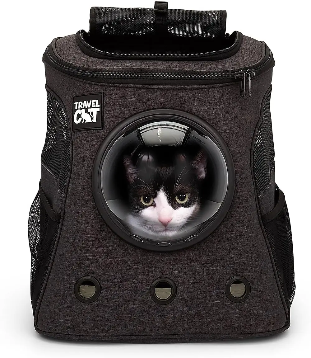 

Airline-Approved Cat Backpack Carrier with Bubble Window for Small Cats, Travel, Hiking - Premium Charcoal