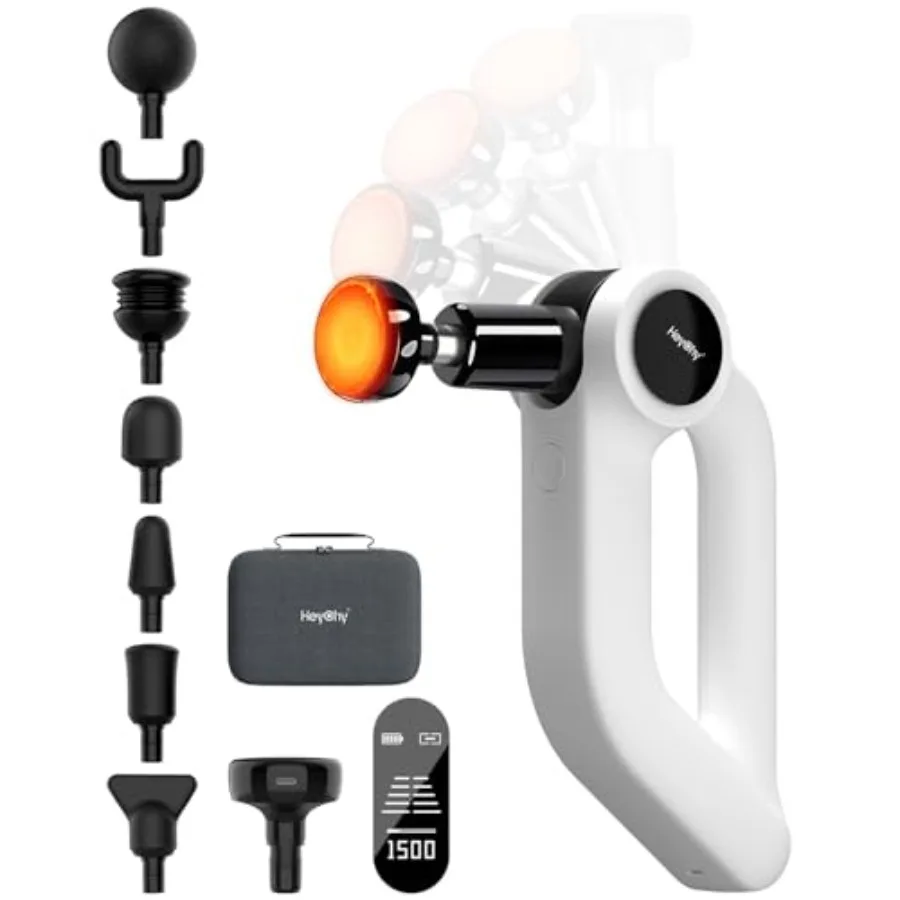 

Массажный пистолет для глубокого массажа тканей с термотерапией, амплитуда 12 мм, массажер для мышц для спортсменов, 5 скоростей, 4 режима, массажный пистолет для шеи и спины